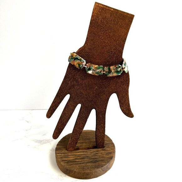 Copper & Enamel Panel Link Bracelet 7.5" With Toggle Clasp - Picture 6 of 10